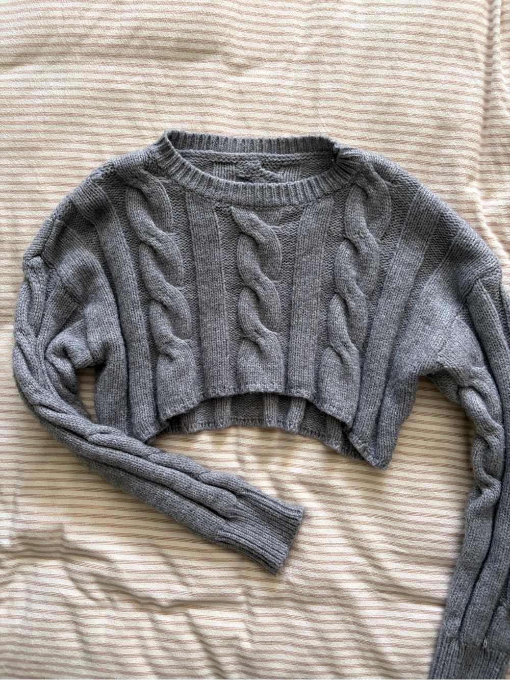 Grey Cable Knit Sweater